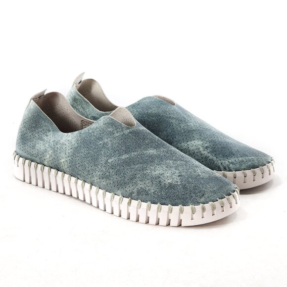 ILSE JACOBSEN Denim Tulip Flats Bleached Comfort Shoes Removable Insole - Picture 4 of 9